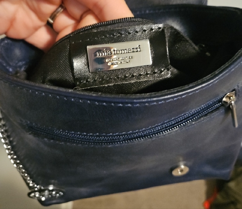 Elegant Made In ITALY Navy Crossbody Bag - Picture 5 of 7